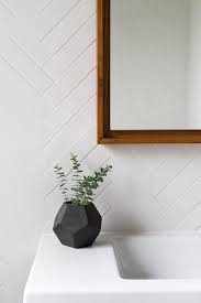 White Herringbone Bathroom Tiles Modern Bathroom Bathroom Feature Wall Resort Decor Bath Renovation