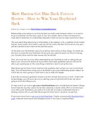 Avoid sticking to a particular routine, it bores your boyfriend out. Matt Huston Get Him Back Forever Review How To Win Your Boyfriend Back By Kay Jackson Issuu