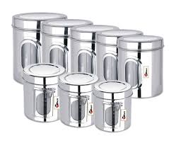 Check spelling or type a new query. Ebun Stainless Steel Set Of 8 Canisters Containers Ubha Dabba With Lid For Kitchen Storage 300 500 650 850 1200 1400 Buy Online In Angola At Angola Desertcart Com Productid 210680352