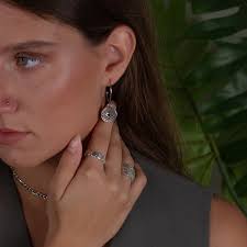 Evil Eye Earrings, Silver Boho Hoop Earrings, Dangle Charm Hoops, Circle  Egyptian Hoop Earrings, 25mm Hoops, Geometric Statement Earrings