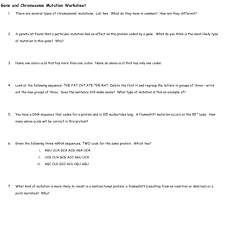 Some of the worksheets for this concept are genetic mutation work, name date period mutations work answers, gene and chromosome mutation work answers, section 12 4. Solved Gene And Chromosome Mutation Worksheet 1 There Ar Chegg Com