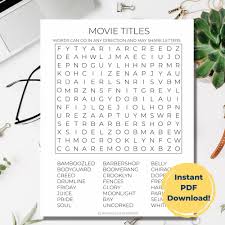 movie titles large print word search african american etsy
