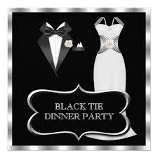When do invitations go out? Formal Dinner Party White Black Tie Invitation Zazzle Com Black Tie Invitation Black Tie Party Hollywood Invitations
