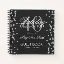 Silver Black 40th Birthday Guestbook Confetti Notebook Zazzle Com Guest Book 40th Birthday 90th Birthday