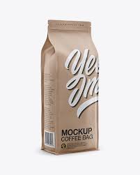 Kraft Coffee Bag Mockup Half Side View In Bag Sack Mockups On Yellow Images Object Mockups Bag Mockup Free Psd Mockups Templates Mockup Free Psd