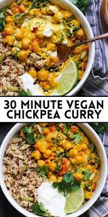 30 Minute Vegan Chickpea Curry Recipe Vegan Chickpea Curry Tasty Vegetarian Recipes Chickpea Curry