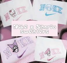 Check out our pastel edgy clothing selection for the very best in unique or custom,. Po Sweater Nike X Sanrio Hello Kitty My Melody Cinnamaroll Kuromi Pastel Pink Purple Blue