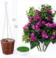 Outdoor faux hanging flower baskets. Buy Artificial Flowers Hanging Basket With Bougainvillea Silk Vine Flowers For Outdoor Indoor Artificial Hanging Plant In Basket Ivy Basket Artificial Hanging Plant For Patio Lawn Garden Decor Purple Online In Italy B08r5wh6yk