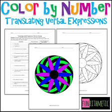 Translating Verbal Expressions Color By Number From Funrithmetic Math Expressions Secondary Math Expressions