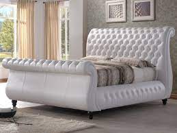 It features kd headboard and footboard, hand selected veneers.finished in a classic finish, this simple moldings bed adds subtle style and appealing detail to each piece. Swan White Leather Chesterfield Sleigh Bed Frame 5ft Kingsize