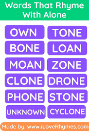 What Are Some Best Words That Rhyme With Alone Cool Words Rhymes Words