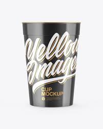Download Glossy Cup Mockup In Cup Bowl Mockups On Yellow Images Object Mockups PSD Mockup Templates
