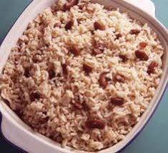 Real Jamaican Food Rice And Peas Red Kidney Beans Also Has A Link For A Great Jerk Chicken Recipe Jamaican Recipes Food Jamaica Food