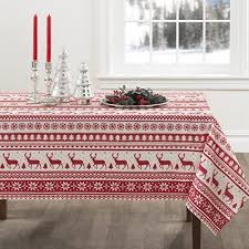 Red And White Nordic Scandinavian Style Christmas Tablecloth Christmas Table Cloth Nordic Christmas Norwegian Christmas
