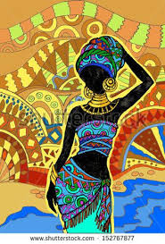 African Landscape Southern Landscape Hand Drawn Illustration Beautiful Black Woman African Woman Stock Vector Afro Sanat Amerikan Sanat Afrikali Kadinlar