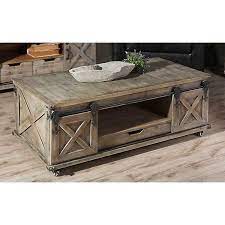 Our rustic living room pieces are uniquely designed, functional, affordable and will look great in any room your home. Rustic Gray Wood Rolling Barn Door Coffee Table Kirklands