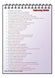 Complete The Second Sentence So That It Has A Similar Meaning To The First One Rephrasing Modals 8o Sentences Plus Keys Clase De Ingles Aprender Ingles Educacion