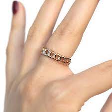 14k Rose Gold Cuban Link Diamond Ring Pointer Finger Ring Etsy In 2021 Diamond Fashion Rings Custom Engagement Ring Fashion Necklace