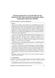 Pdf A Fresh Perspective On South African Law Relating To The Risks Posed To Employers When Employees Abuse The Internet