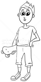 Free young ben playing skateboard coloring page to download or print, including many other related ben 10 coloring page you may like. Boy With Skateboard Coloring Page Vector Illustration C Izakowski 7815039 Stockfresh