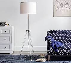 Crafted of acrylic and brass with a polished nickel finish. Acrylic Tripod Kids Floor Lamp Base Pottery Barn Kids