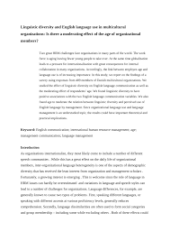 Pdf Linguistic Diversity And English Language Use In Multicultural Organizations Is There A Moderating Effect Of The Age Of Organizational Members