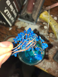 Copper sulfate is one of the easiest and beautiful crystal which we can grow. Copper Ii Sulfate Crystals I Grew On Copper Wire In A Solution Of Sulfuric Acid And H2o2 Chemistry