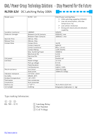 Note that if you can't find your exact coil that you can ignore the letter prefixes as the part that matters is the gauge and the number of turns. Rl709 12v Dc Latching Relay 100a Ev Manualzz