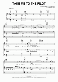 Sheet music arranged for piano/vocal/guitar in bb major (transposable). Take Me To The Pilot Piano Sheet Music