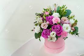 Maybe you would like to learn more about one of these? Bouquet Of Flowers In A Pink Pot Lisianthus Aqua Rose Bush Clove Freesia Alstroemeria Hyacinth Stock Photo Picture And Royalty Free Image Image 140627754