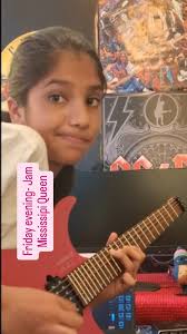 Aanika jamming along to Kiko Loureiro's song Reflective. Hope you like it  🙂🎸🎶🤘!!! We are attending @kikoloureiro guitar camp in Helsinki