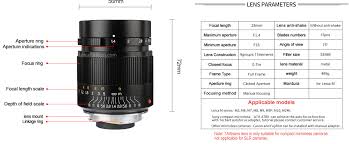 7artisans 28mm F 1 4 Lens For Leica M Mount Specifications