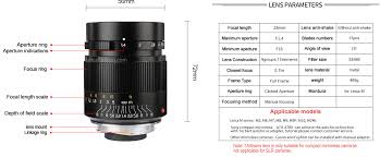 7artisans 28mm f 1 4 lens for leica m mount specifications