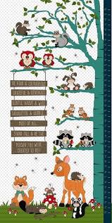 Woodland Height Chart Panel Cotton Fabric Growth Chart