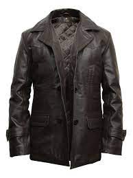 Black Leather Jacket For Men Sheepskin Long Coat Oute Wear Bomber Cafe Racer Fashion Clothing Shoes Mens Leather Coats Leather Jacket Men Leather Jacket