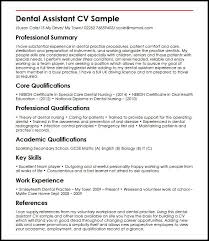 Assistants prepare the patients and tools for different dental procedures, which they must be certified to do. Dental Assistant Cv Example Myperfectcv