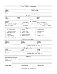 Template Used Car Appraisal Form Blog Otomotif Keren