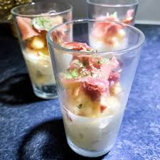 Verrines Saint Moret Pommes Et Jambon Cru Fourneaux Et Fourchettes Recette Jambon Cru Verrine Pomme Recette Verrine