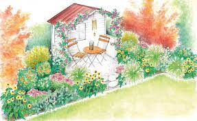 Ob gartenhaus, gerätehaus, laube oder pavillon: 1 Garten 2 Ideen Fur Einen Sitzplatz In Der Gartennische Sitzplatz Im Garten Garten Gartendesign Ideen