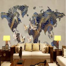 Retro World Map Wallpapers For Bar Coffee Shop 3d Wall Paper Vintage Decorative Painting Backdrop Home Improvement Wall Murals Poster Wall Art Map Wall Mural