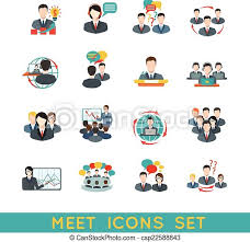 Download this google, meet icon in solid style from the logos category. Meeting Icons Sind Flach Business Meeting Flat Icons Set Von Partnerschaftsplanung Konferenzelementen Isoliert Vektorgrafik Canstock