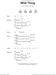 This song is great for beginner guitarists as it involves basic chords and strumming, can be learned easily, and gives a great opportunity to practice basic guitar techniques. Troggs Wild Thing Sheet Music For Guitar Chords V2
