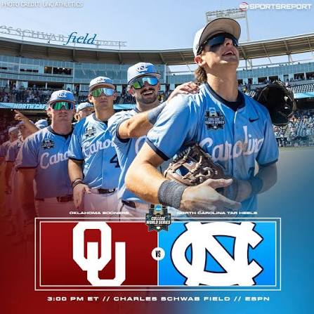 🏆⚾️ 𝐆𝐀𝐌𝐄 𝐃𝐀𝐘 𝐈𝐍 𝐎𝐌𝐀𝐇𝐀! The Diamond Heels are back in the  College World Series Finals and just two wins away from the program's first  national championship. North Carolina faces Oklahoma in
