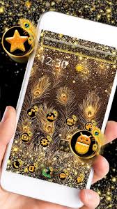 I love wallpaper charleston feather wallpaper black, gold. Glitter Gold Peacock Feather Theme For Android Apk Download