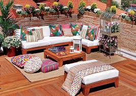 These diy outdoor decor ideas work to enhance the livability of your home's exterior while also amplifying your personal style. Outdoor Home Decor Ideas Bright Color Schemes Colorful Cushions And Beautiful Flowers