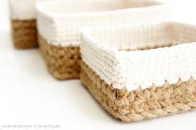 You are invited to crochet a square basket with me. Square Jute And Cotton Stacking Baskets Crochet Pattern Jakigu Com