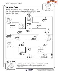 Vampire Maze Division Problem Worksheets For Kids Jumpstart 4th Grade Math Math Worksheets Fun Math Worksheets