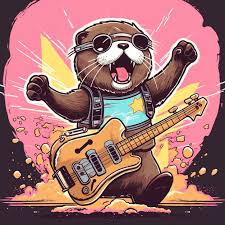 Loutre de dessin anim&eacute; jouant de la guitare et portant des lunettes de  soleil ai g&eacute;n&eacute;rative | Photo Premium