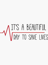 You can share these quotes online and invite your friends to watch a few series next weekend. It S A Beautiful Day To Save Lives Grey S Quote Sticker By Sylvdesigns Grey Quotes Medicine Quotes Greys Anatomy Funny