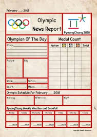 2018 Winter Olympic Newspaper From Teacher Thom On